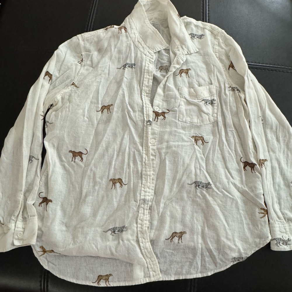 Rails White Animal Print Button-Down Shirt
